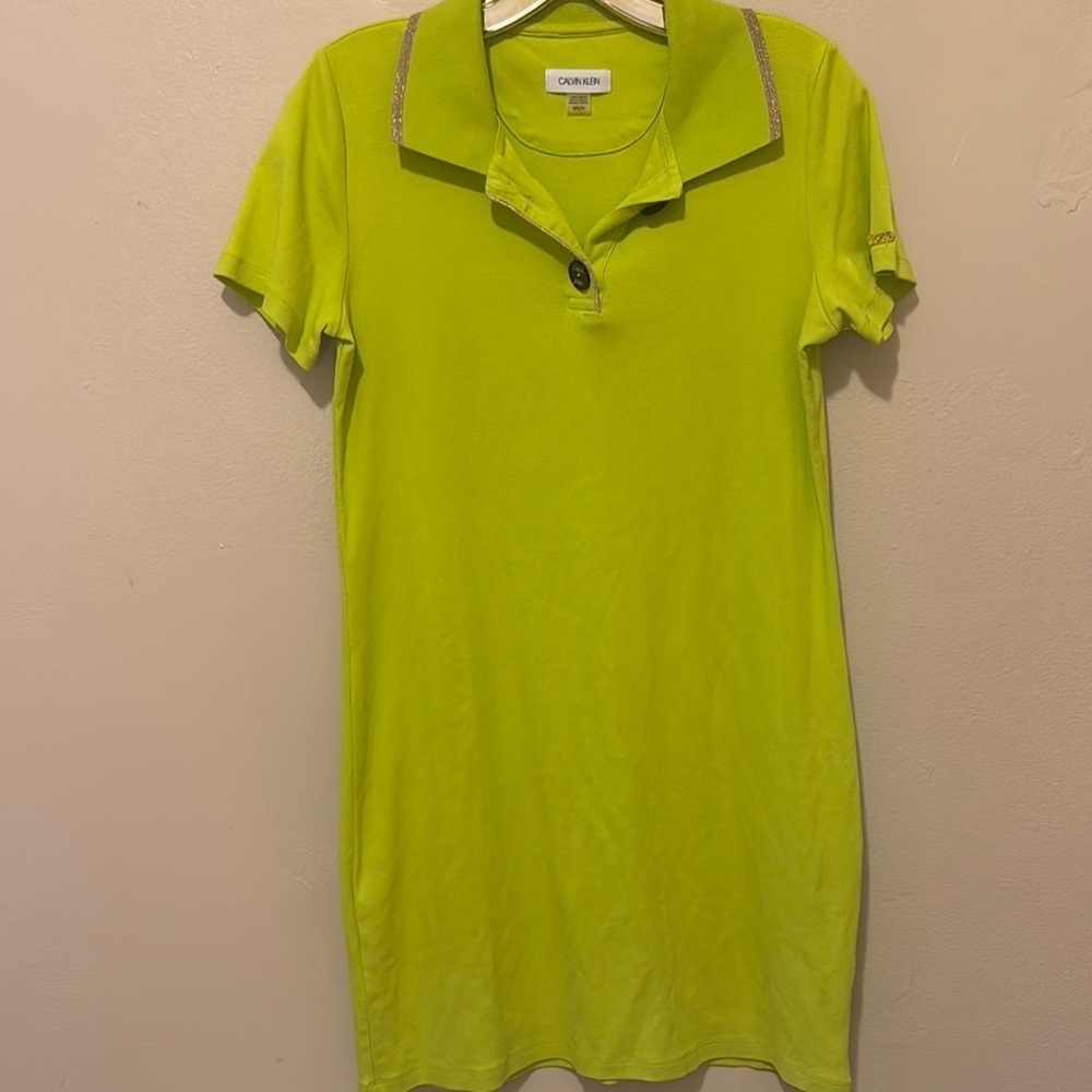 Calvin Klein Women's Lime Button Down Shirt